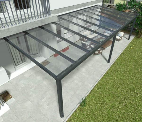 Alu Terrassenüberdachung, Anthrazit in 10x2,5m | 10x3m | 10x3,5m | 10x4m | 10x5m von Oben