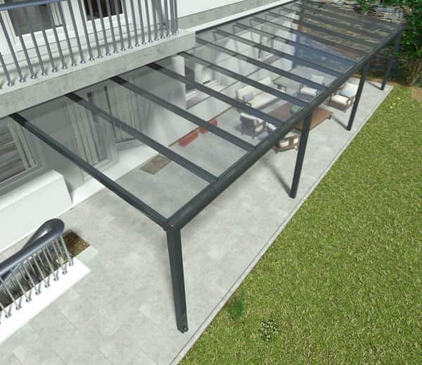 Alu Terrassenüberdachung, Anthrazit in 12x2,5m | 12x3m | 12x3,5m | 12x4m | 12x5m von Oben