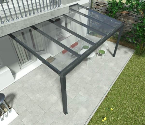 Alu Terrassenüberdachung, Anthrazit in 5x2,5m | 5x3m | 5x3,5m | 5x4m | 5x5m von Oben