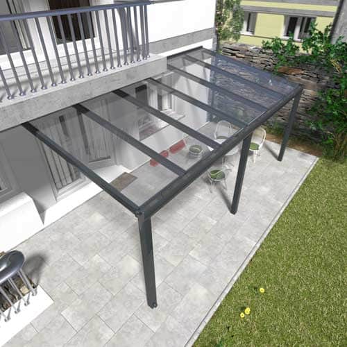 Alu Terrassenüberdachung, Anthrazit in 6x2,5m | 6x3m | 6x3,5m | 6x4m | 6x5m von Oben