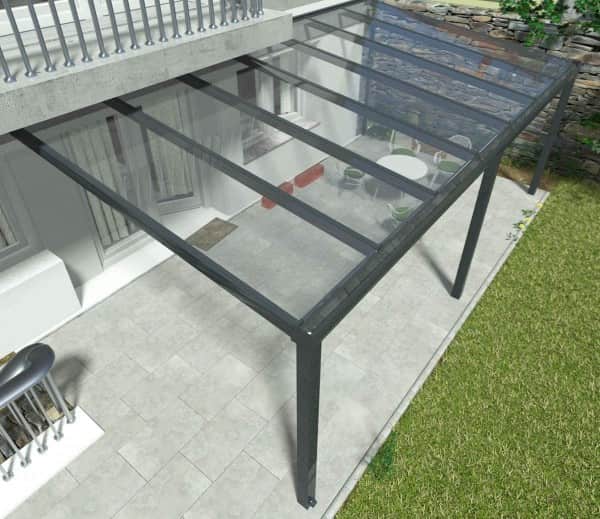 Alu Terrassenüberdachung, Anthrazit in 7x2,5m | 7x3m | 7x3,5m | 7x4m | 7x5m von Oben