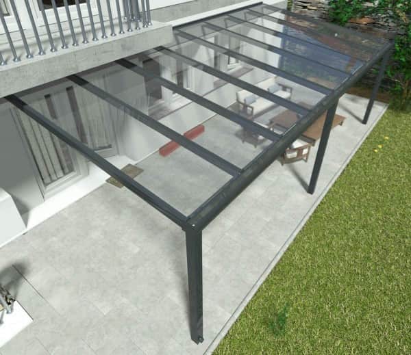 Alu Terrassenüberdachung, Anthrazit in 8x2,5m | 8x3m | 8x3,5m | 8x4m | 8x5m von Oben