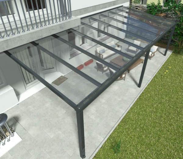 Alu Terrassenüberdachung, Anthrazit in 9x2,5m | 9x3m | 9x3,5m | 9x4m | 9x5m von Oben