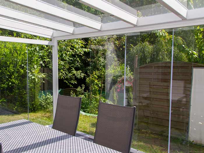 Alu Kalt Wintergarten NRW, Sommergarten mit 10mm ESG- Glas, Aluminium Weiß von Innen