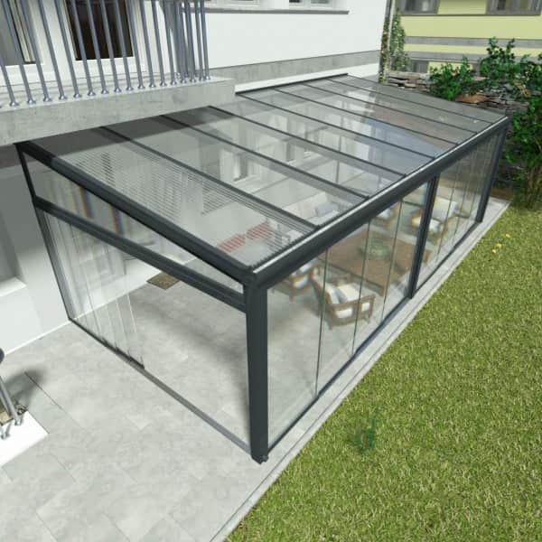 Alu Kalt-Wintergarten, Anthrazit in 8x2,5m | 8x3m | 8x3,5m | 8x4m | 8x5m von oben